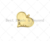 18K Dainty Gold Fissure On Heart Shape Pendant,Gold Medallion Charm, Necklace Bracelet Charm Pendant, 23x20mm, Sku#L557