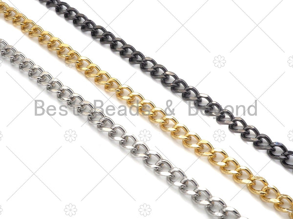 6x8mm Cuban Curb Chain by Yard, Gold/ Gunmetal / Silver Cuban Chain, Wholesale bulk Chain, sku#M402