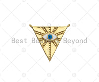 Enamel Evil Eye On Triangle Shape Pendant,18K Dainty Gold Charm, Necklace Bracelet Charm Pendant,26x24mm, Sku#F1372