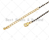 18" Dainty Gold Black Chain Necklace, Layering Necklace, Satellite Black Gold Beaded Necklace, Dainty Gold Chain Necklace, sku#EF03