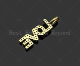 CZ Micro Pave Dream Happy LOve Words Shape Pendant,Cubic Zirconia Gold Charm,Necklace Bracelet Charm Pendant,43x3mm/29x3mm/23x2mm,Sku#Z1308