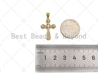 CZ Micro Pave Cross Shape Pendan,18K Dainty Gold Charm, Necklace Bracelet Charm Pendant,16x25mm,Sku#JL34