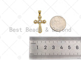 CZ Micro Pave Cross Shape Pendan,18K Dainty Gold Charm, Necklace Bracelet Charm Pendant,16x25mm,Sku#JL34
