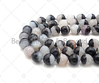 High Quality Natural Black White Druzy Agate Beads, 16mm Round Faceted Agate, Necklace Bracelet Earring Jewelry,15.5'' Full Strand, Sku#YK01