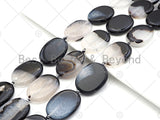 High Quality Natural Black White Druzy Agate Beads, 30x40mm Oval Smooth Agate, Necklace Bracelet Earring Jewelry,15.5'' Full Strand,Sku#YK04
