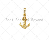 Boat Anchor Shape Pendant/Charm, 18K Gold Charm, Necklace Bracelet Charm Pendant,11x17mm,Sku#FH167