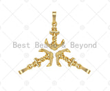 Boat Anchor Shape Pendant/Charm, 18K Gold Charm, Necklace Bracelet Charm Pendant,11x17mm,Sku#FH167