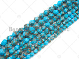 Golden Turquoise Blue Imperial Jasper Round Diamond Cut Beads, 6mm/8mm/10mm Imperial Jasper, 15.5'' Full Strand, Sku#U1137