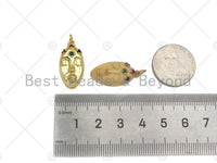 Colorful CZ Micro Pave Oval Face Mask Shape Pendant,18K Dainty/Matt Gold Charm, Necklace Bracelet Charm Pendant,12x24mm,Sku#Z1312