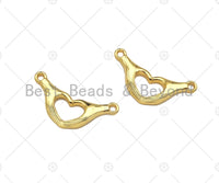 18K Dainty Gold Hands Heart Shape Pendant,Heart Connetor/Links, Necklace Bracelet Charm Pendant,11x22mm,Sku#Z1314