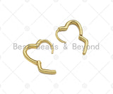 18K Gold Heart Shape Huggie Earring,Earring Hook, Earring Component,18x19mm, Sku#LD60