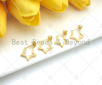 18K Gold Five Point Star Earrings, Star Shaped Earrings, Minimal Earrings,20x14mm,Sku#LD62