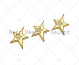 CZ Micro Pave Five Point Star on Fiver Point Star Shape Pendant,Cubic Zirconia Gold Charm, Necklace Bracelet Pendant, 22x27mm, Sku#Y418