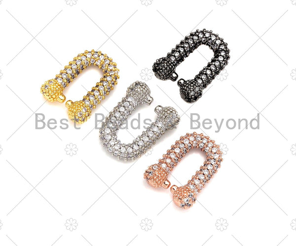 Fully CZ Micro Pave U Shape Connector links for Chains, Connector Link, Easy hook Clasp/Link/Connector, 11.4x13.8mm,sku#N53 Bestbeads&Beyond