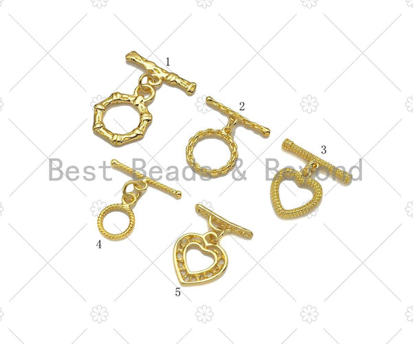 1 Set Round Ring/Heart With Bar Toggle Clasp,Necklace Bracelet Gold Toggle Clasp,21x15mm/20x13mm/20x13mm/20x9mm/16x14mm, Sku#JL25