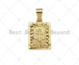 18K Dainty Gold Boat Anchor On Rectangle Shape Pendant,Gold Medallion Charm, Necklace Bracelet Charm Pendant, 17x25mm,Sku#F1387