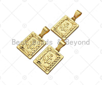 18K Dainty Gold Boat Anchor On Rectangle Shape Pendant,Gold Medallion Charm, Necklace Bracelet Charm Pendant, 17x25mm,Sku#F1387