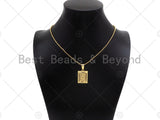 18K Dainty Gold Boat Anchor On Rectangle Shape Pendant,Gold Medallion Charm, Necklace Bracelet Charm Pendant, 17x25mm,Sku#F1387