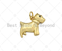 18K Dainty Gold Cute Puppy Shape Pendant, Necklace Bracelet Dog Charm Pendant, 14x19mm, Sku#F1390