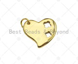 18K Dainty Gold Hollow Out Rose Flower Heart Shape Pendant,Gold Medallion Charm, Necklace Bracelet Charm Pendant, 17x16mm, Sku#F1392