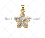 CZ Micro Pave Flower Shape Pendant,Cubic ZirconiaGold/silver Charm, Necklace Bracelet Charm Pendant, 14x18mm, Sku#F1396 Bestbeads&Beyond