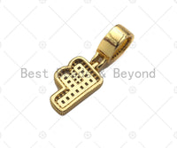 18K Gold Baguette CZ Initial Letter Pendant, A -Z Alphabet Letter, Large Hole Personalized name Charm for Jewelry Making, 16x33mm,sku#LD76 Bestbeads&Beyond