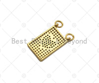 Colorful CZ Micro Pave Heart On Rectangle Shape Pendant, 18K Gold Medallion Charm, Necklace Bracelet Charm Pendant,12x21mm,Sku#LK311