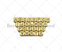 6mm Gold Alphabet CZ Micro Pave Large Hole Spacer Beads, Cubic Zirconia Cube Letter Beads, Initial Letter Beads, Cube letter, sku#JL43