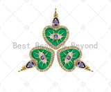 Whtie Evil Eye with Purple CZ On Green Enamel Heart Shape Pendant,CZ Micro Pave Enamel Pendant,Enamel Jewelry,23x17mm,Sku#Y422