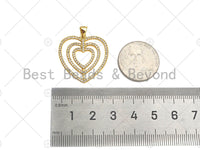 CZ Micro Pave Circled Heart Shape Pendant/Charm,CZ Dainty Gold Charm, Necklace Bracelet Charm Pendant,25x26mm,Sku#LD77