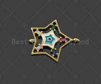 Colorful CZ Heart Star Eye Shape Connector, Heart Jewelry, Star Connector, Eye Connector, 22x25mm,Sku#LD78