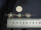 Colorful CZ Heart Star Eye Shape Connector, Heart Jewelry, Star Connector, Eye Connector, 22x25mm,Sku#LD78