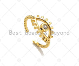Colorful Gemstone CZ Micro Pave Evil Eye Ring, Evil Eye Ring, Protection eye ring, 18k Gold Ring, Adjustable Ring, 21x21mm,sku#LD79