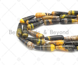 Quality Natural Bumblebee Jasper Smooth Teardrop Shape Beads, 8x20mm/10x30mm Yellow Orange Black Matrix  Beads,15.5'' Full Strand, Sku#U1148