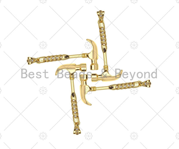 18K Gold Hammer Shape Pendant, Necklace Bracelet Charm Pendant,15x40mm,Sku#FH163