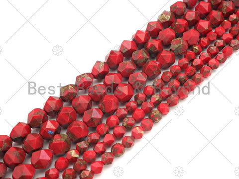 Golden Red Imperial Jasper Round Diamond Cut Beads, 6mm/8mm Imperial Jasper, 15.5'' Full Strand, Sku#U1138