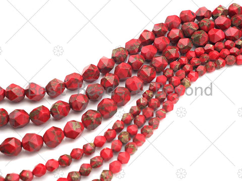 Golden Red Imperial Jasper Round Diamond Cut Beads, 6mm/8mm Imperial Jasper, 15.5'' Full Strand, Sku#U1138