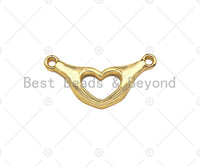 18K Dainty Gold Hands Heart Shape Pendant,Heart Connetor/Links, Necklace Bracelet Charm Pendant,11x22mm,Sku#Z1314