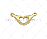 18K Dainty Gold Hands Heart Shape Pendant,Heart Connetor/Links, Necklace Bracelet Charm Pendant,11x22mm,Sku#Z1314