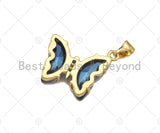 Colorful Glass Quartz Butterfly Charm, Butterfly Pendant, Necklace Bracelet Acrylic Butterfly Charm Pendant, 19x15mm,Sku#LD84