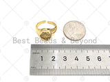 Gold Star Signet Ring, Open Star Ring, Adjustable Ring, Statment Ring, Pave Gold Ring, 20x21mm,sku#X181