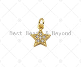 CZ Micro Pave Five Point Mini Star Pendant/Charm, CZ Dainty Gold Star Charm, Necklace Bracelet Charm Pendant,8x9mm,Sku#Y436