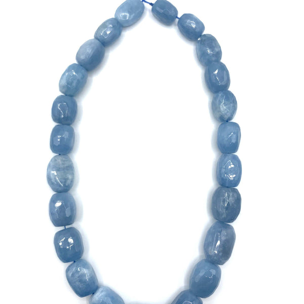 Quality Genuine Aquamarine Graduate Faceted Barrel Shape Beads, 12x15mm-18x24mm Blue Aquamarine Beads, 15.5'' Full Strand, SKU#U1205