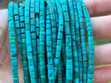 High Quallity Genuine Heishi Chinese Turquoise Beads, 3mm Blue Turquoise Tube Spacer Beads, 15.5'' Full Strand, SKU#U1226