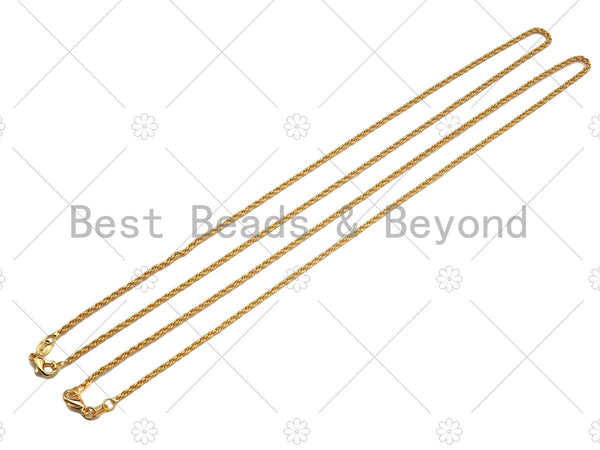 18K Gold Filled Solid Rope Chain Necklace, 1.6mm Rope Chain Necklace, 17.5 inch with Spring Lobster Clasp, Ready to wear, sku#JD06