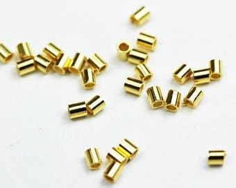 100pc Crimp Tubes, Gold, Silver Gunmetal Plated Crimp Tube, 2.1x2.4mm Crimp Tube, End cap, sku#CT1
