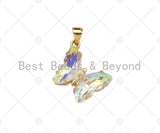 Colorful Glass Quartz Butterfly Charm, Butterfly Pendant, Necklace Bracelet Acrylic Butterfly Charm Pendant, 19x15mm,Sku#LD84