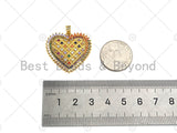 Gold Filled Colorful CZ Micro Pave Heart Shape Pendant, 18K Gold Filled Heart Charm, Necklace Bracelet Charm Pendant,30x28mm,Sku#LK320