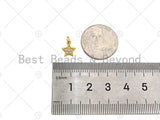 CZ Micro Pave Five Point Mini Star Pendant/Charm, CZ Dainty Gold Star Charm, Necklace Bracelet Charm Pendant,8x9mm,Sku#Y436