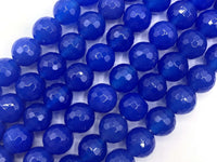 2mm Big Hole High Quality Blue Agate Round Faceted Beads, 8mm/10mm/12mm Natural Beads, 8'' Full Strand, SKU#U1209